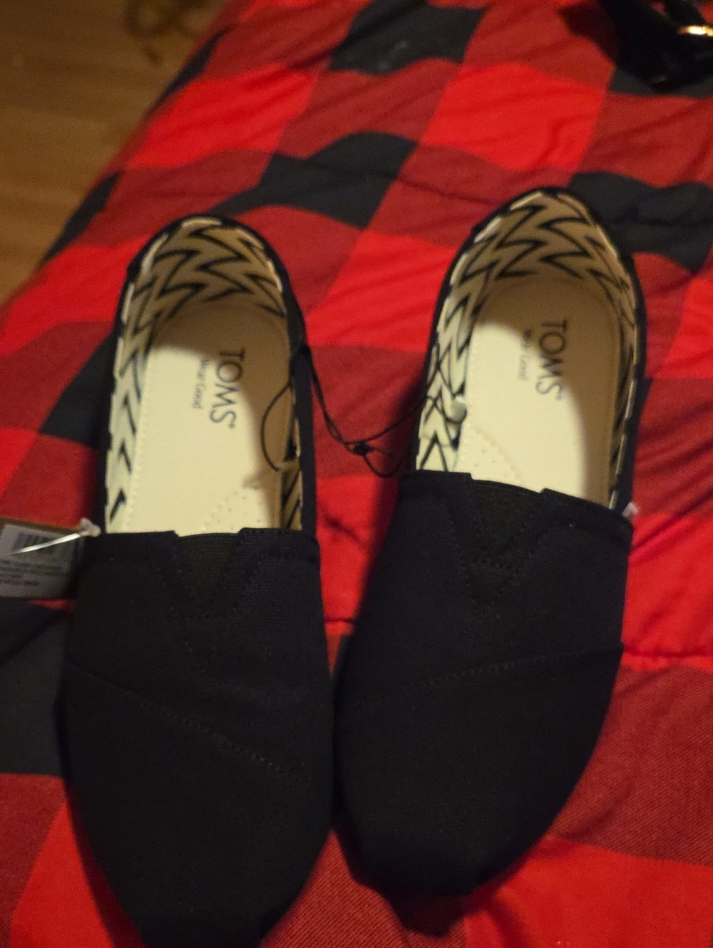 TOMS Black Canvas Slip-On Flats